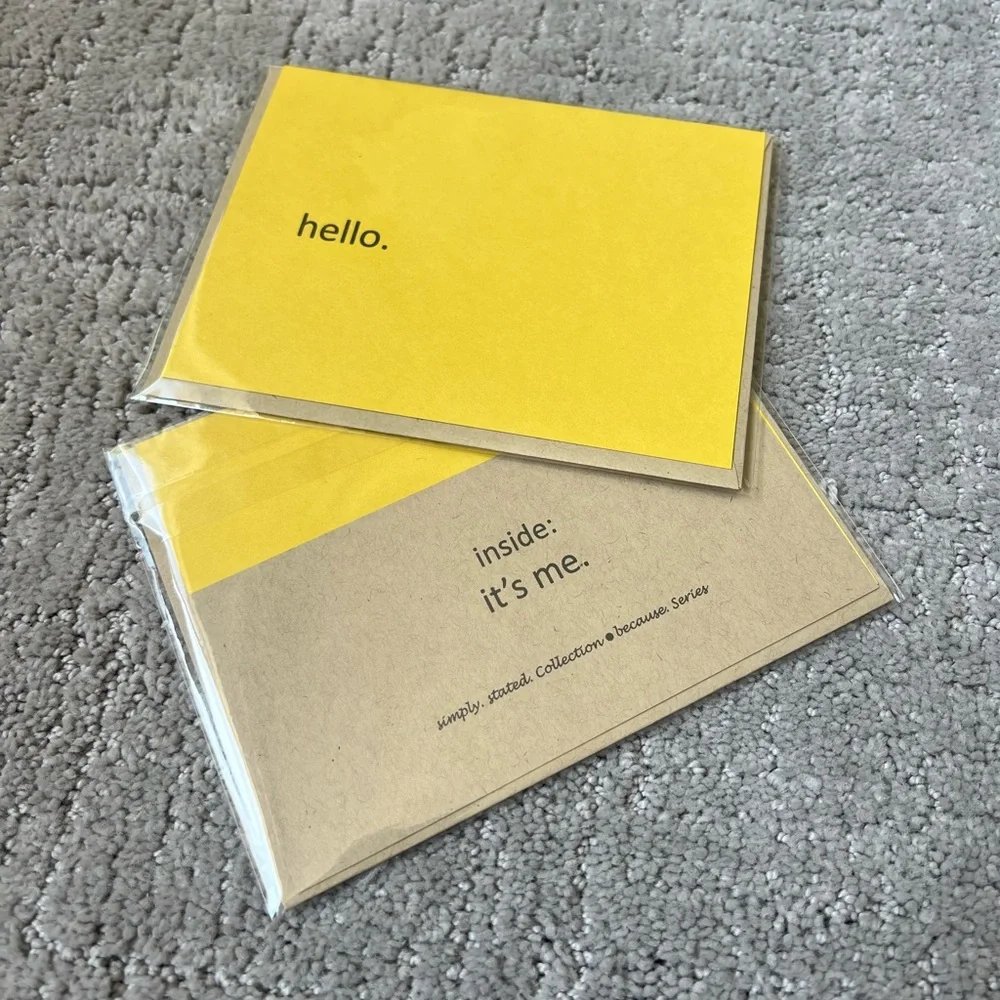 Set of 3 - Handmade Simply Stated Card Set - Because Series, Hello It’s Me